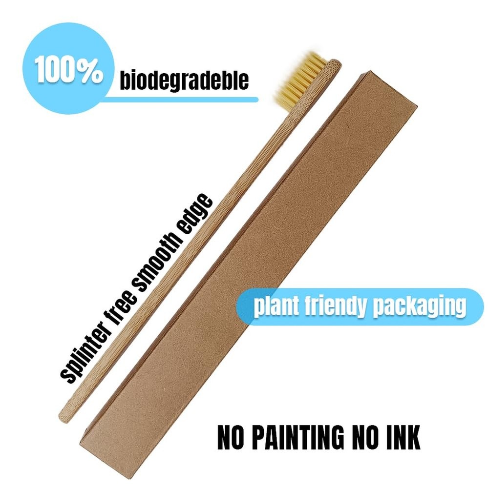 Bamboo Toothbrushes Natural, Biodegradable and Environmentally Friendly, Soft...