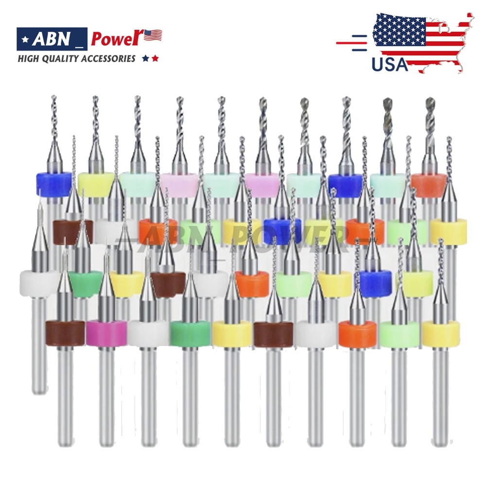 40X Carbide Micro Drill Bits 0.1-2.0mm PCB Driiling Bit for CNC Engraving