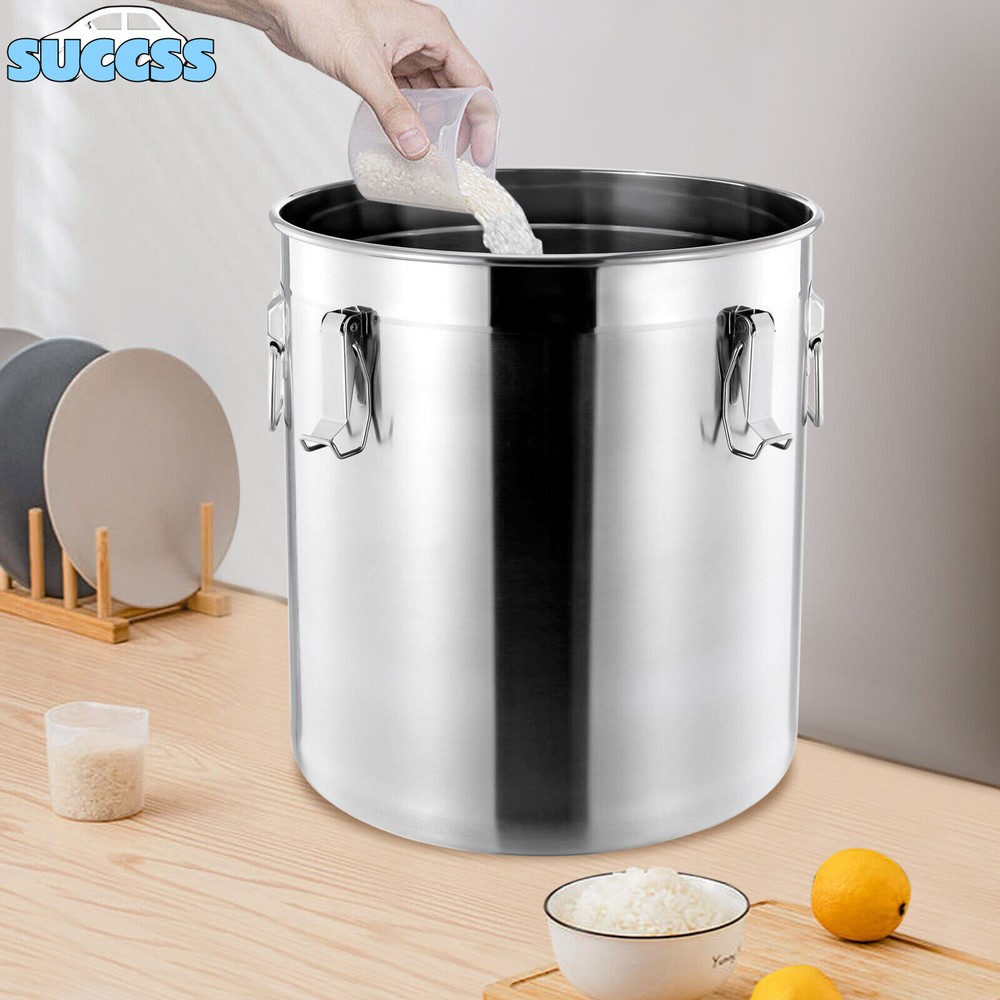 48L Stainless Steel Airtight Container Rice Cereal Grain Container Storage Box