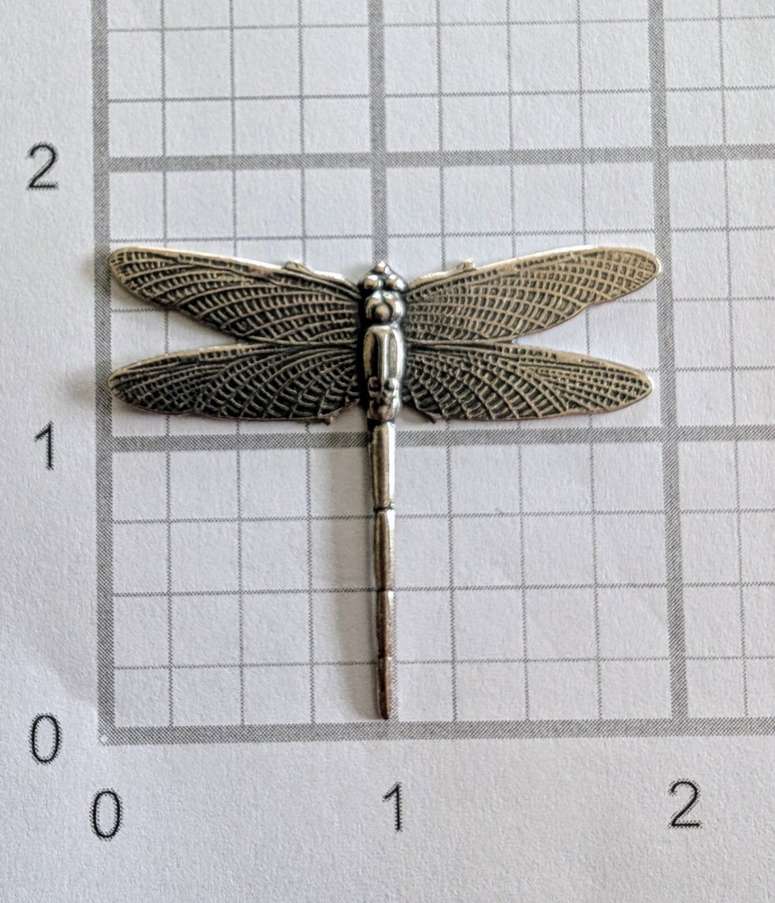 Large Dragonfly Silver Oxidized  Jewelry Finding 1.75 Inch