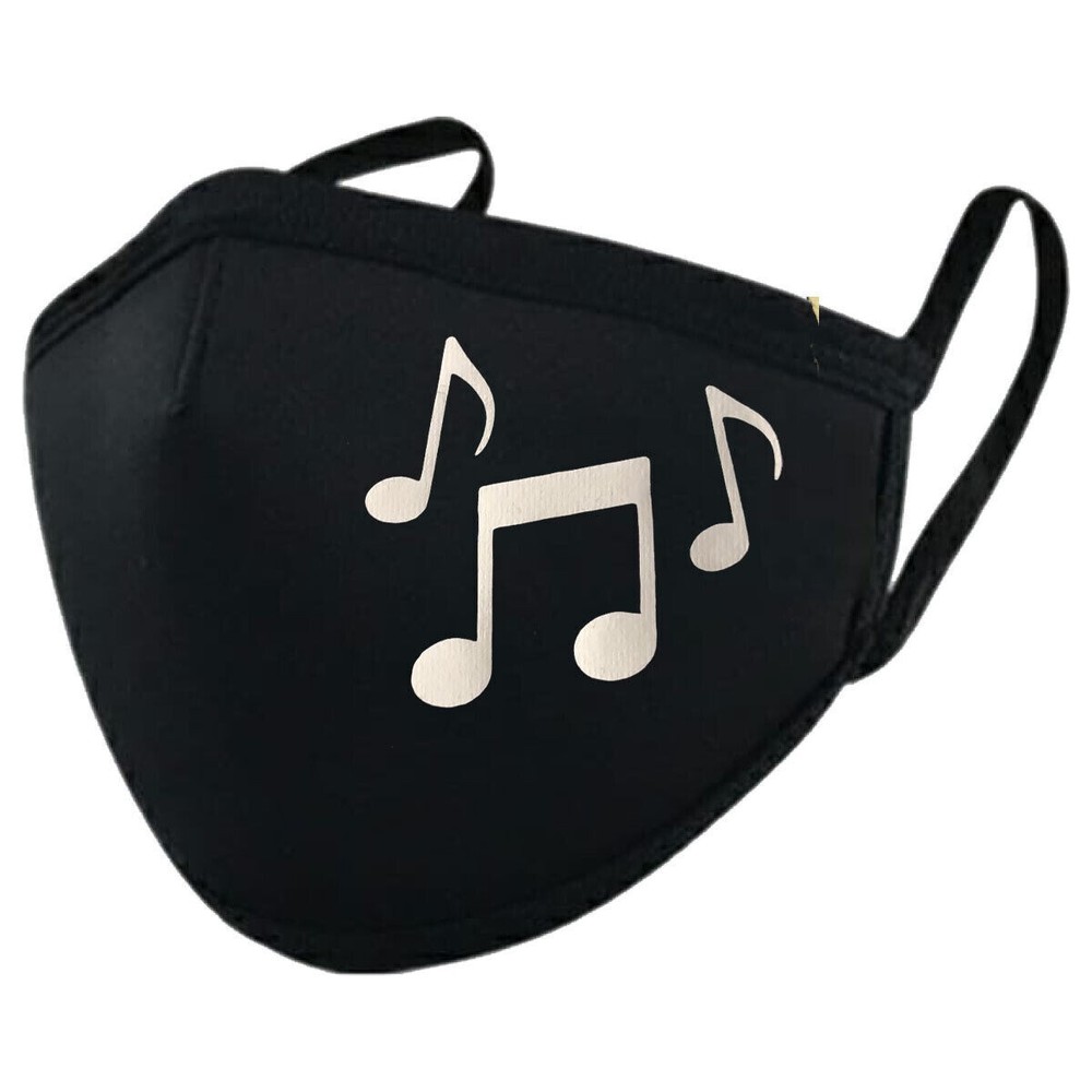 Music Notes Sing Choir  Printed Black Mask Fun and Cute