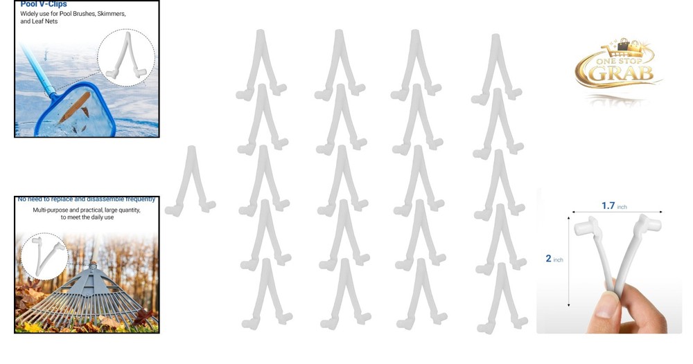 21-Pack Pool V-Clips Replacement for Pool Brushes, Skimmers, Nets, White