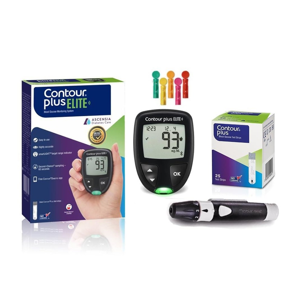 Contour Plus Elite (with Bluetooth) | Glucometer with 25 Free Test Strips
