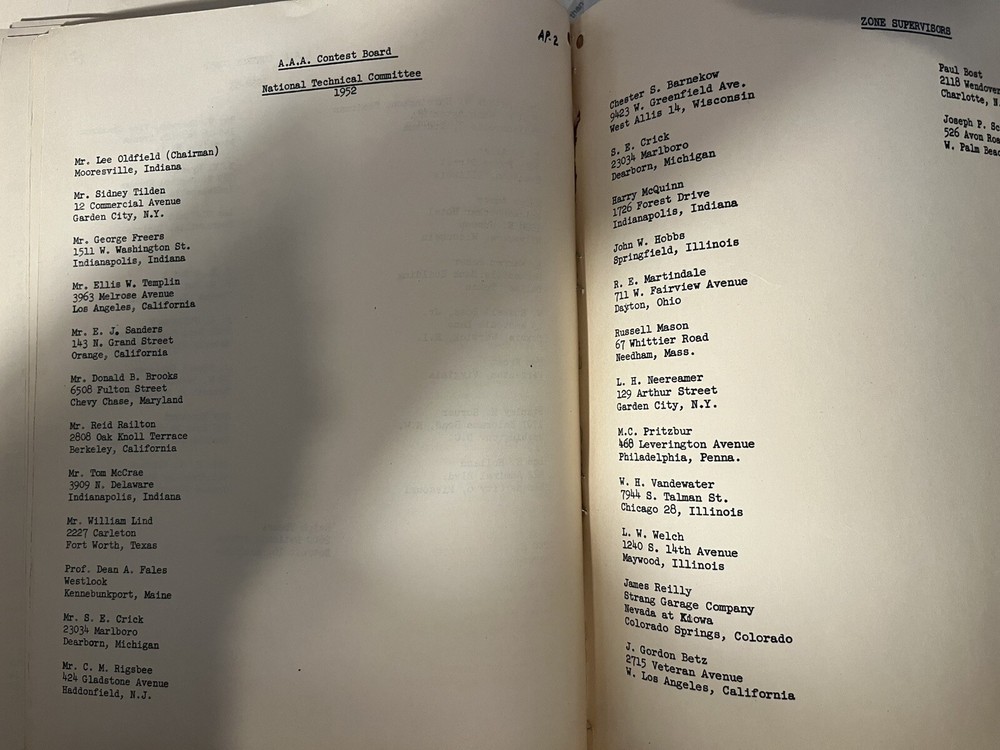 1952 AAA Contest Board Activity and Press Reference - Rare - Free Shipping