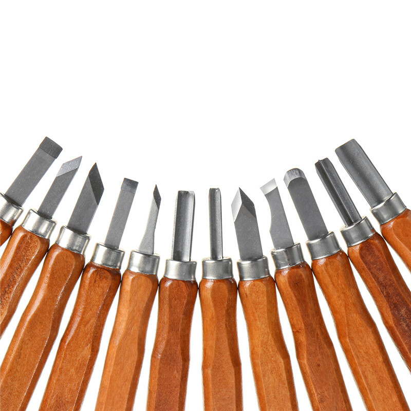 12Pcs Wood Carving Hand Chisel Tool Set Professional Woodworking DIY Gouges Kit