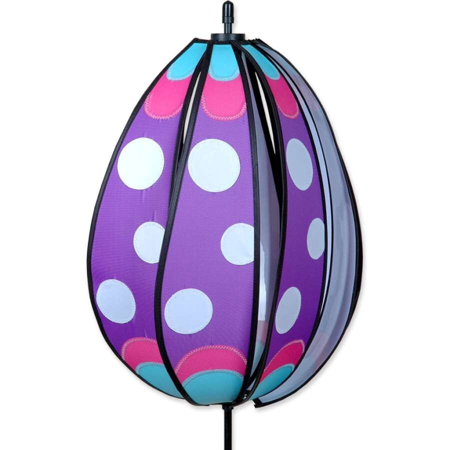 Easter Purple Polka Dot Egg Wind Spinner 18.5"