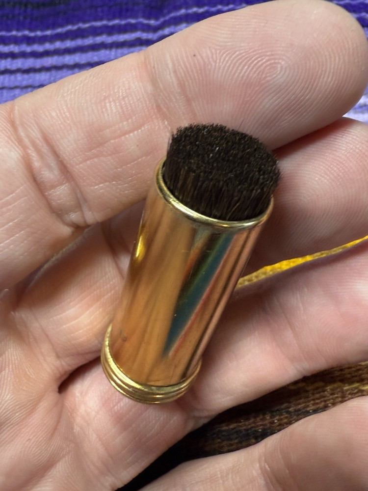 Vtg Gold Tone Max Factor Retractable Brush
