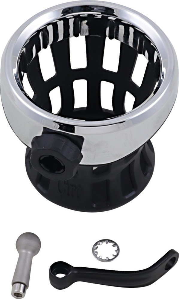 CIRO 50420 Drink Holder - Mirror Stem Mount - Chrome/Black
