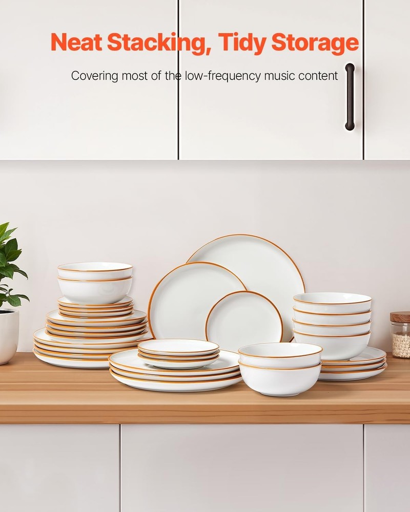 Dinnerware Set Service for 8 (32 PCS) round Plates and Bowls Sets Scratch Resist