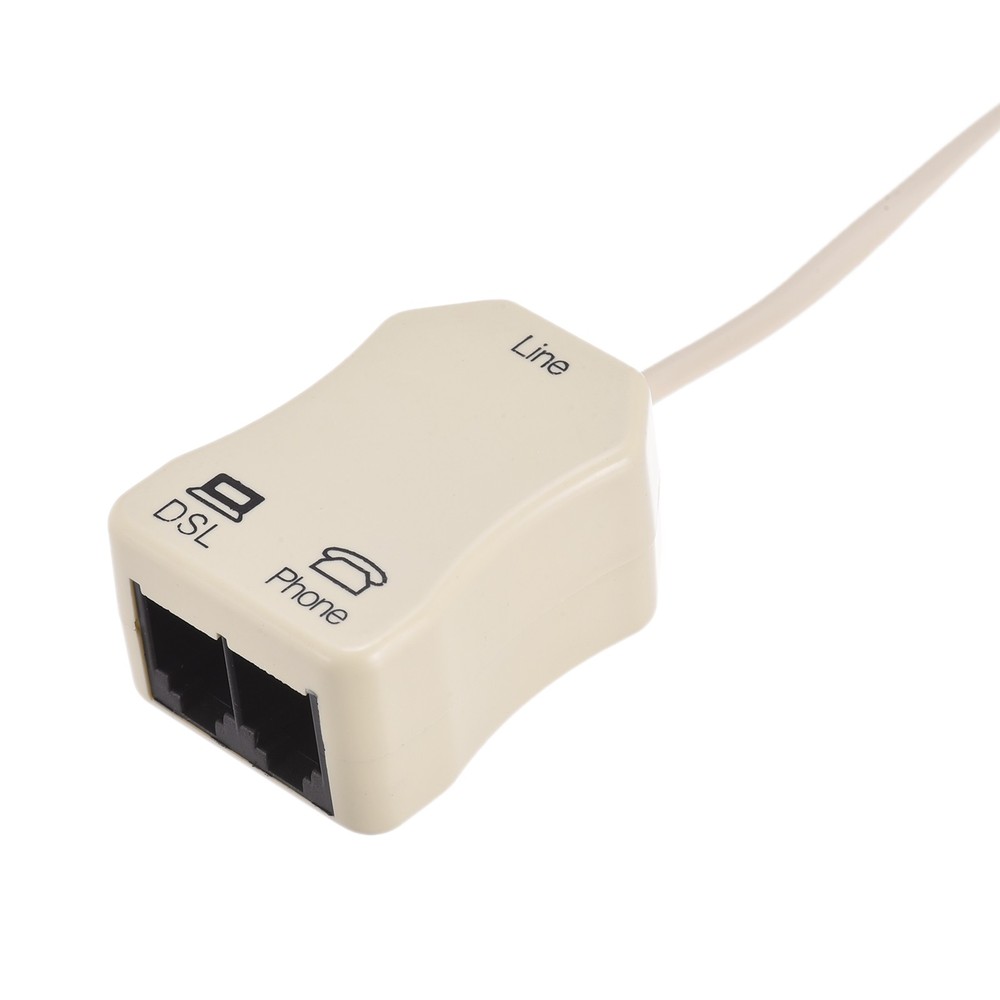 In-Line DSL Splitter Filter 6P2C 2Way Socket Adapter Phone Line Beige