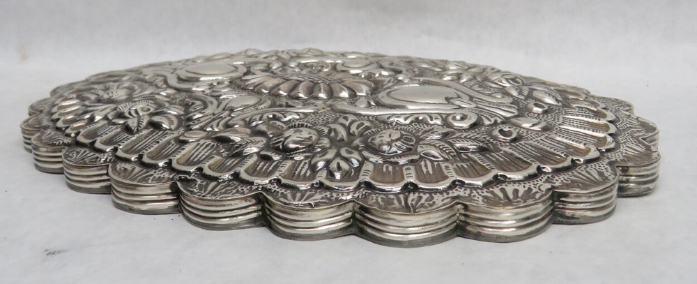 BEAUTIFUL LARGE 9 3/4" SILVER PERUVIAN CRAFTED HANGING MIRROR