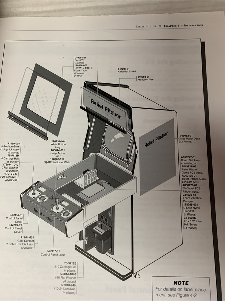 original vintage RELIEF PITCHER ATARI arcade game owners manual