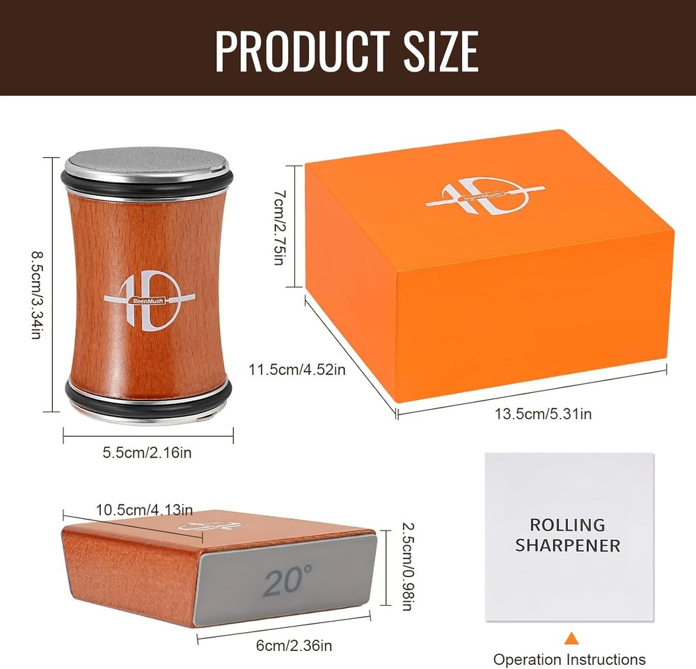 Roller Sharpener Kit with diamond and ceramic sharpening blades, magnetic angle