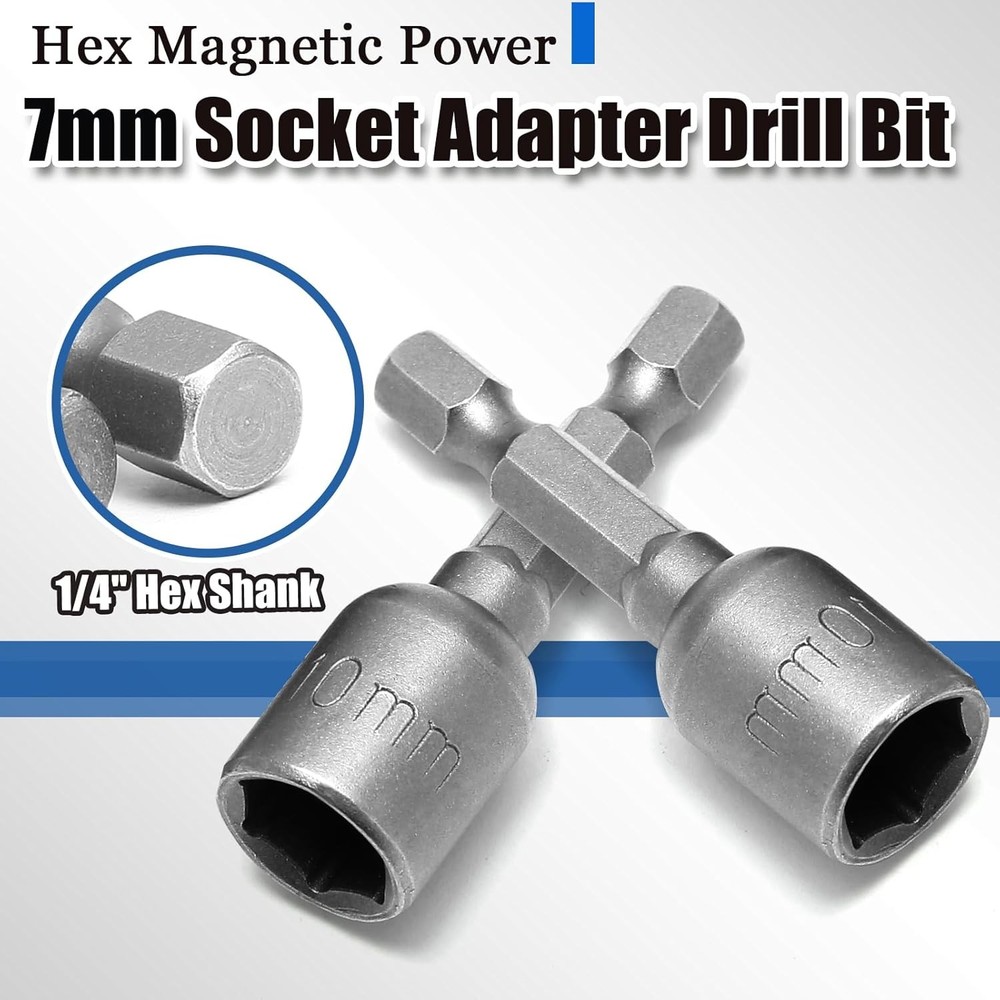 2 Pcs Hex Nut Driver Bits 10mm, 1/4" Hex Shank Quick-Change Power Nut Driver for