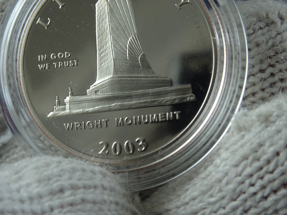 2003 First Flight Silver Dollar Proof Coin & Liberty Wright Monument Half Dollar