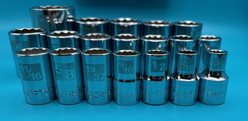 Craftsman Laser Etched/Easy Read 19 pc 1/2" Drive 12 Point STD SAE Socket Set