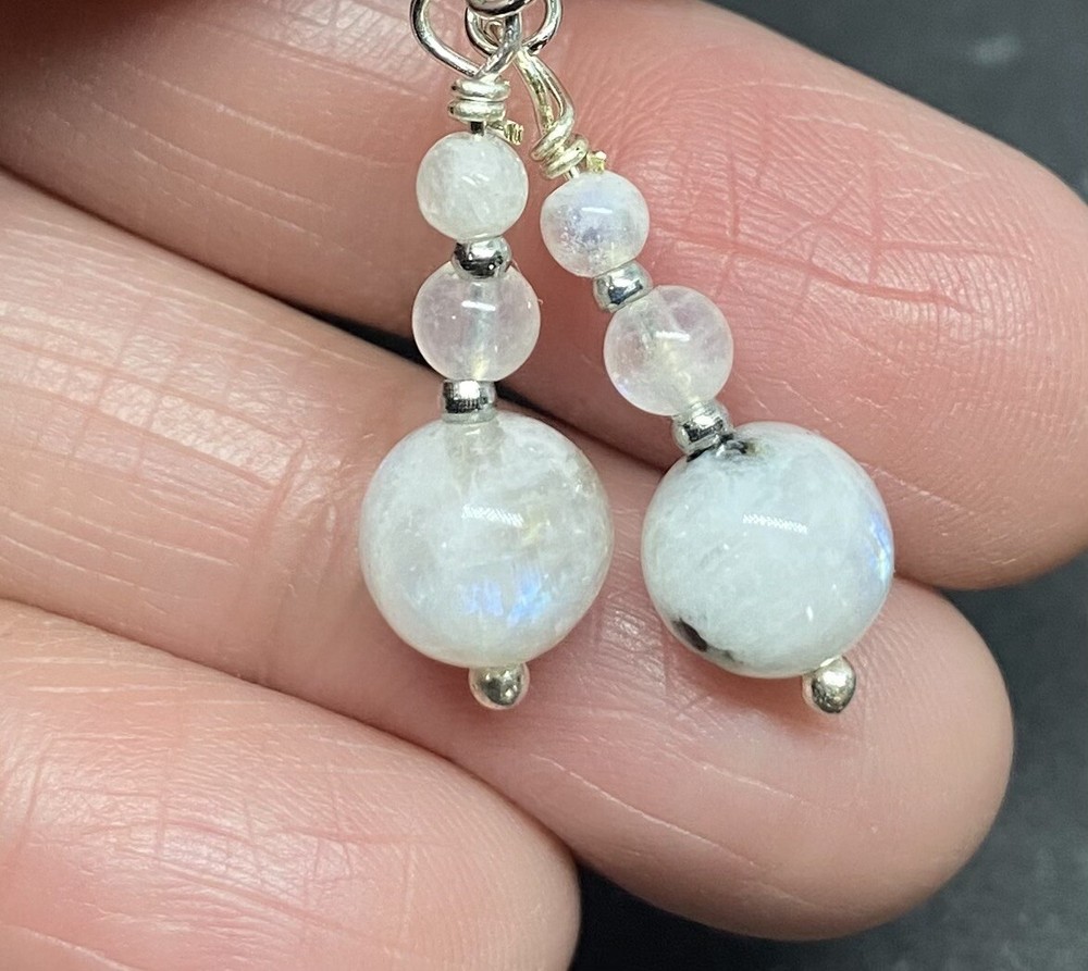 Blue Moonstone Genuine Stone Handmade Earrings