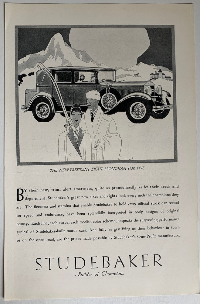 Vintage 1920s Studebaker Automobile Ad