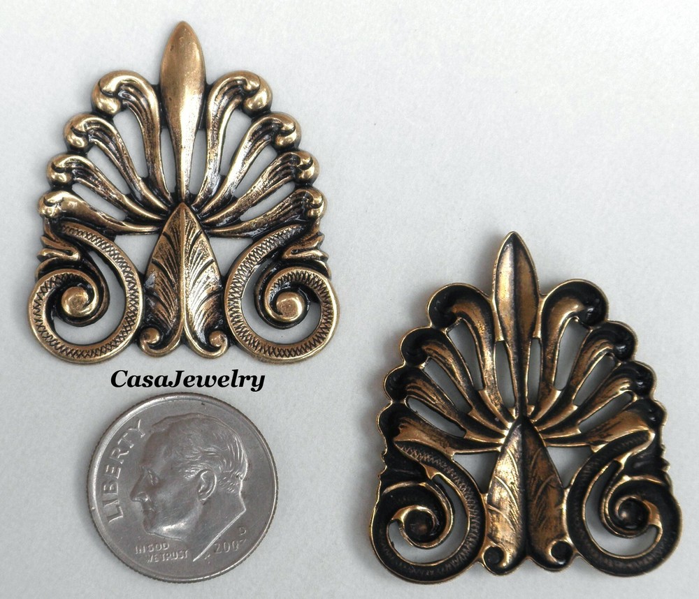 #2158 ANTIQUED GOLD CELTIC DESIGN COMPONENT - 2 Pc Lot