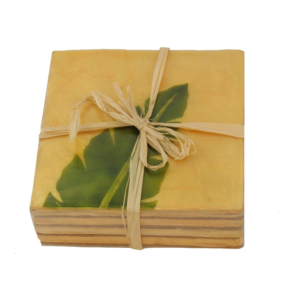 Set of 4 Capiz Palm Coasters