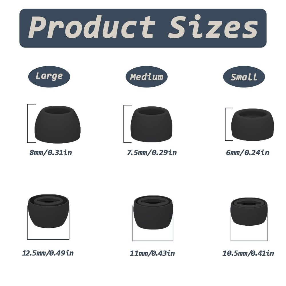 6 Pairs Replacement Eartips for Samsung Galaxy Buds Pro With Pen, Black