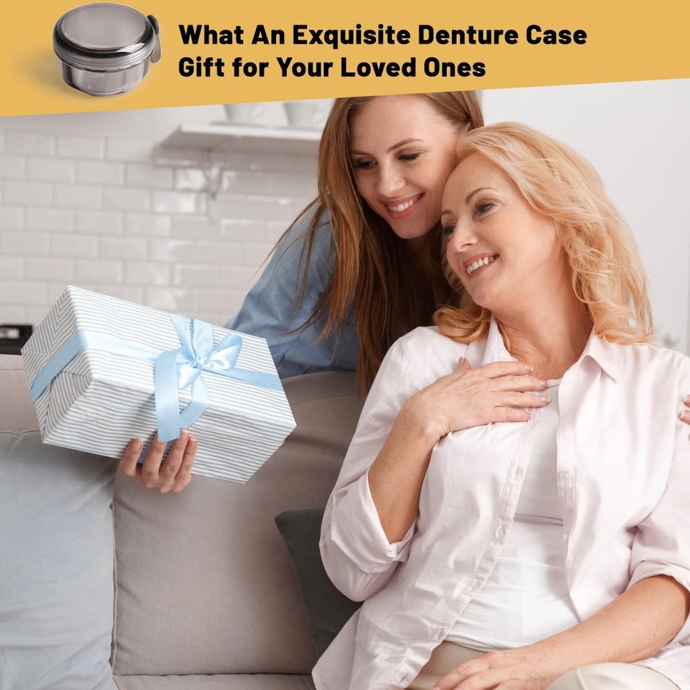 No Leak & Non-Slip Partial Denture Case Retainer Bath Box Cup, Denture Soaking C