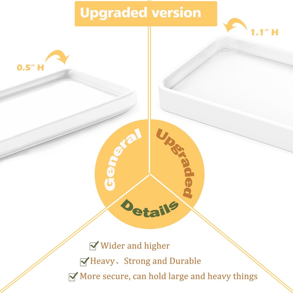 Gurygo 8" - Small Rectangular Vanity Tray for Bathroom - Ceramic Kitchen Soap...