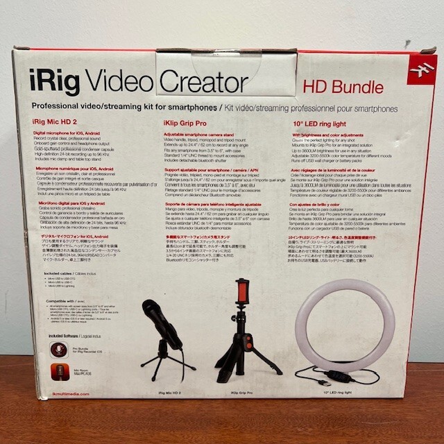 IK iRig Video Creator Bundle Multimedia Streaming Podcast Mic Light Ring Tripod