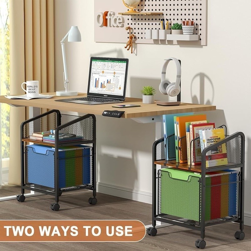 Ample Storage Rolling File Cabinet W/ Adjustable Dividers & Mobility Office New