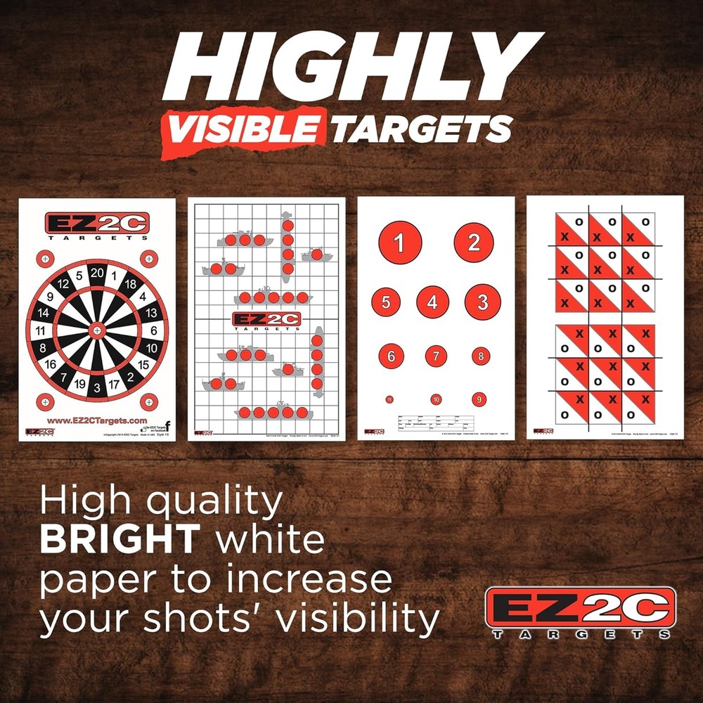 EZ2C Four Various Style Target Papers for Gun Shooting Range, Red