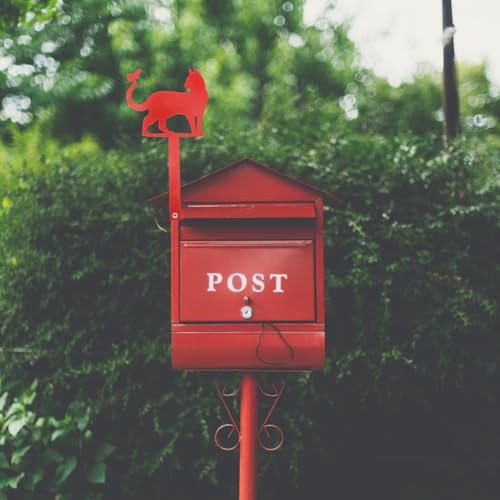 Iron Mailbox Flag, Metal Cat Shape Mail Box Stake Pick Decorative Mailbox