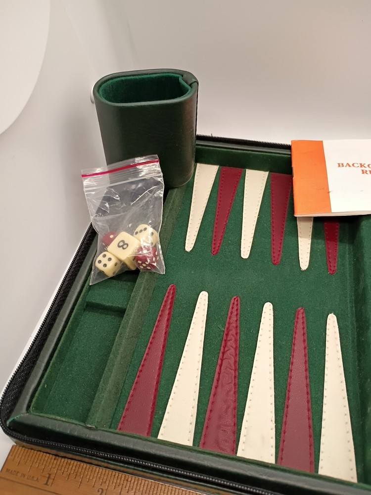Vtg Travel Backgammon Game In Zippered Case Pre-owned