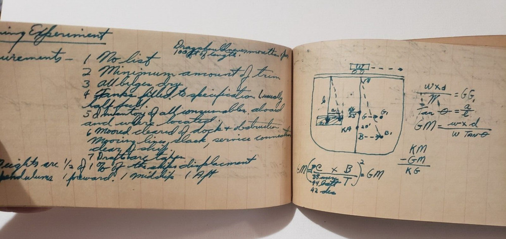 RARE 1947 NAVY OFFICERS NUCLEAR ATOMIC BOMB EXPLOSION SHIP TRAINING NOTEBOOK