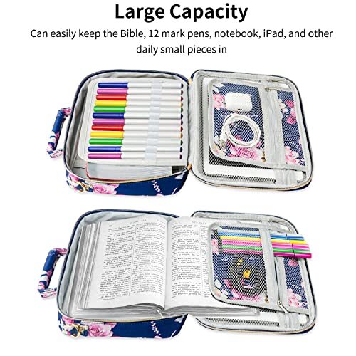 Large Bible Carrying Case Bag w/ Adjustable Shoulder Strap and Multiple Pockets