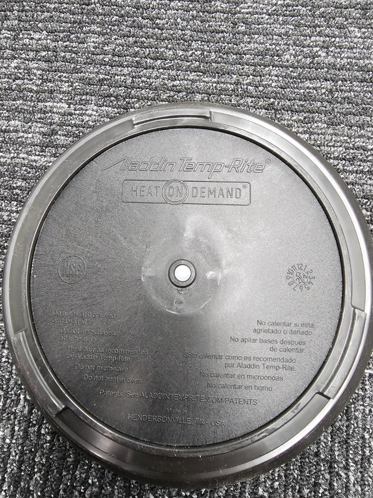 Aladdin Temp-Rite Induction Base Plate Heat On Demand Replacement Black 9.5"