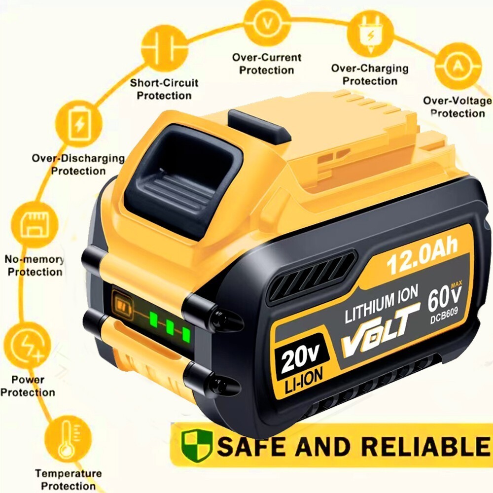 2X 12.0Ah For DEWALT FLEXVOLT DCB609 20V/60V MAX Lithium-lon Battery Replacement