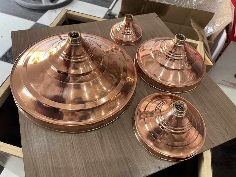 Unlacquered Solid Copper Rain Shower Head, Large Round Handcrafted Design.