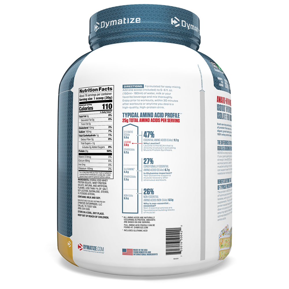 Dymatize Nutrition ISO100 Hydrolyzed 100% Whey Protein Isolate, Protein Powder