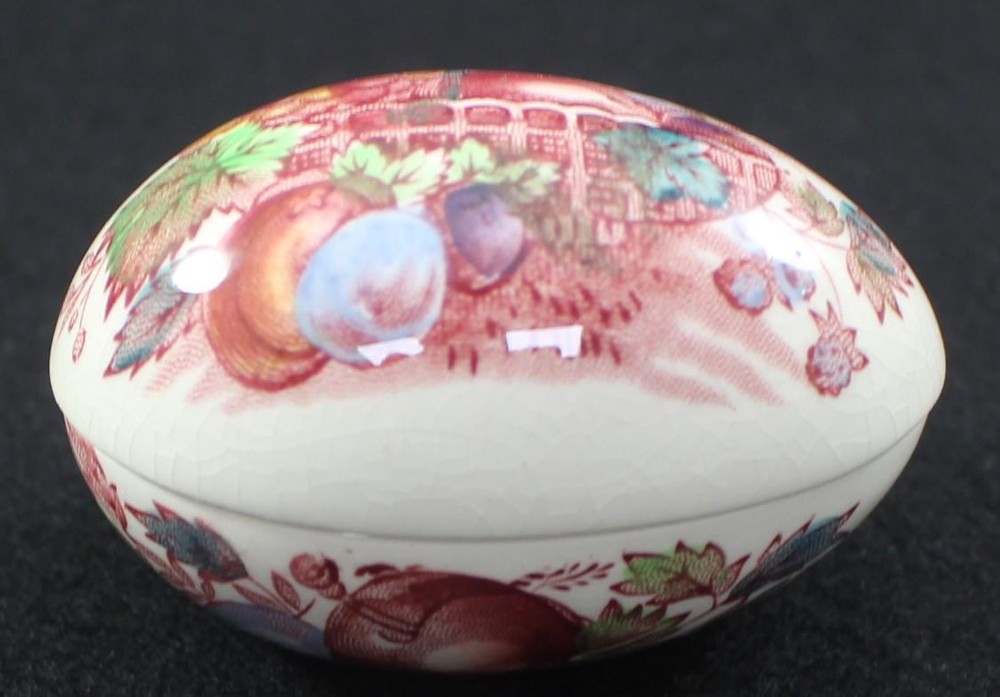 Masons FRUIT BASKET RED MULTICOLOR Egg Trinket Box GREAT CONDITION