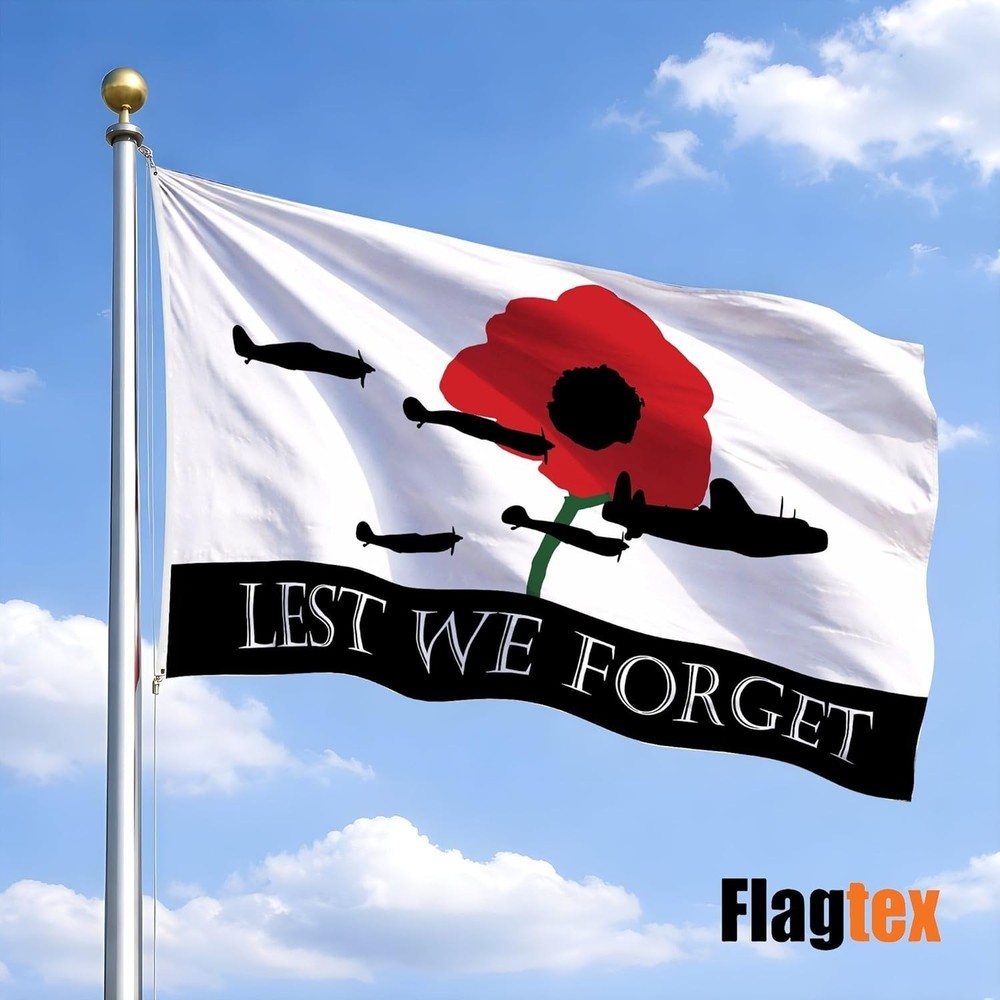 Double-Sided Remembrance Flag 3ft x 2ft - Brass Eyelets for Security