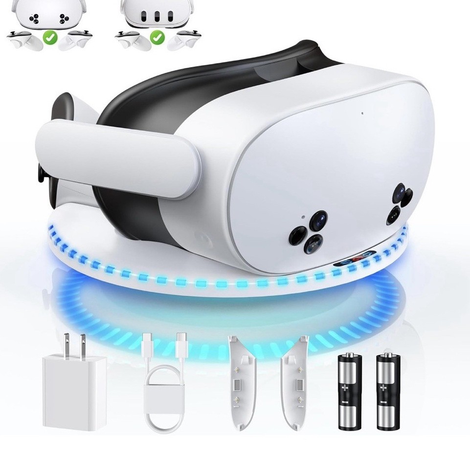 Charging Dock for Meta Quest 2 VR Headset & Controllers, Magnetic, USB-C, RGB