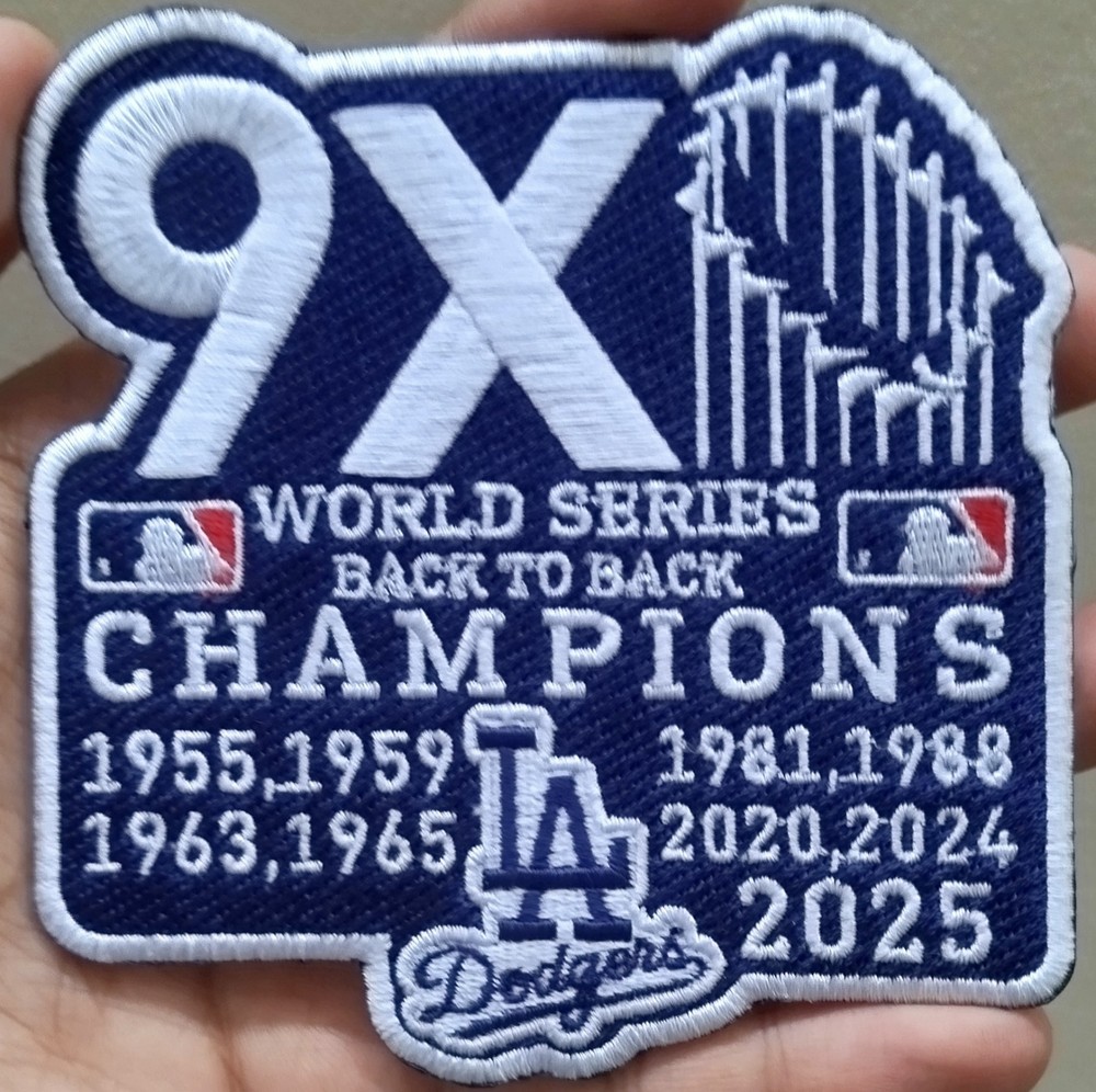 Dodgers 9X World Series Back to Back Champions Iron On Patch Sew Patch