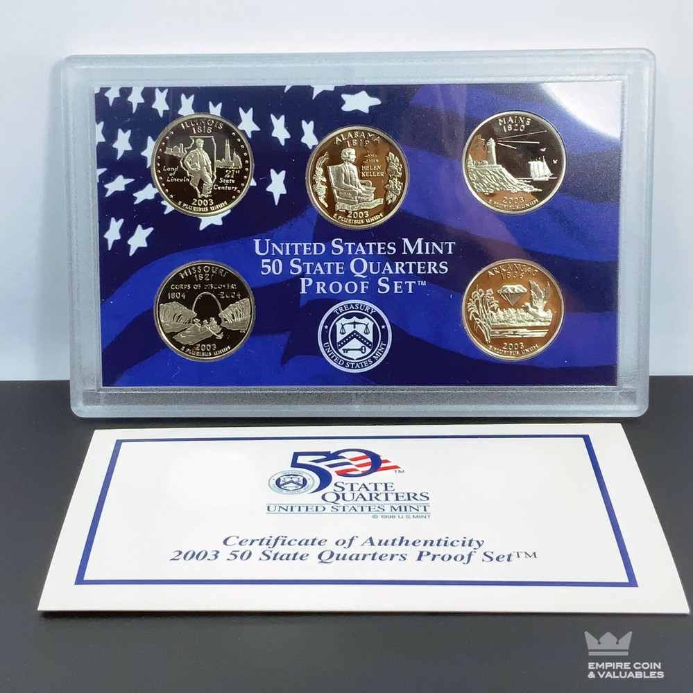 2003-S U.S. Mint 50 State Quarters Proof Set With Mint Box & COA