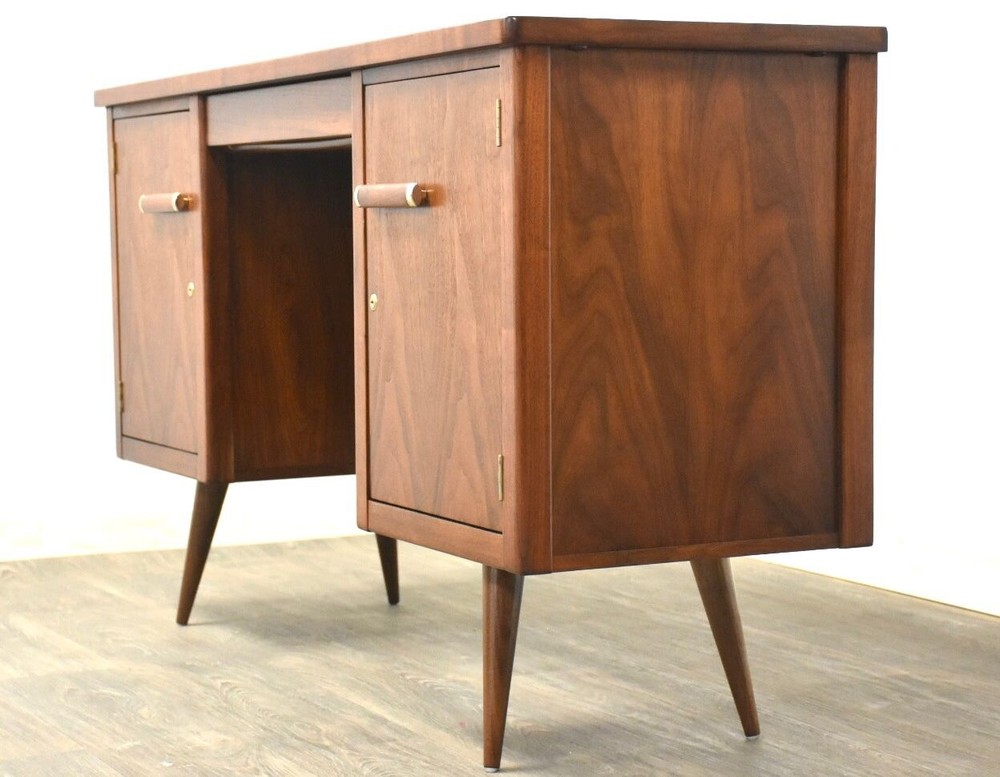Tall Walnut Mid Century Desk