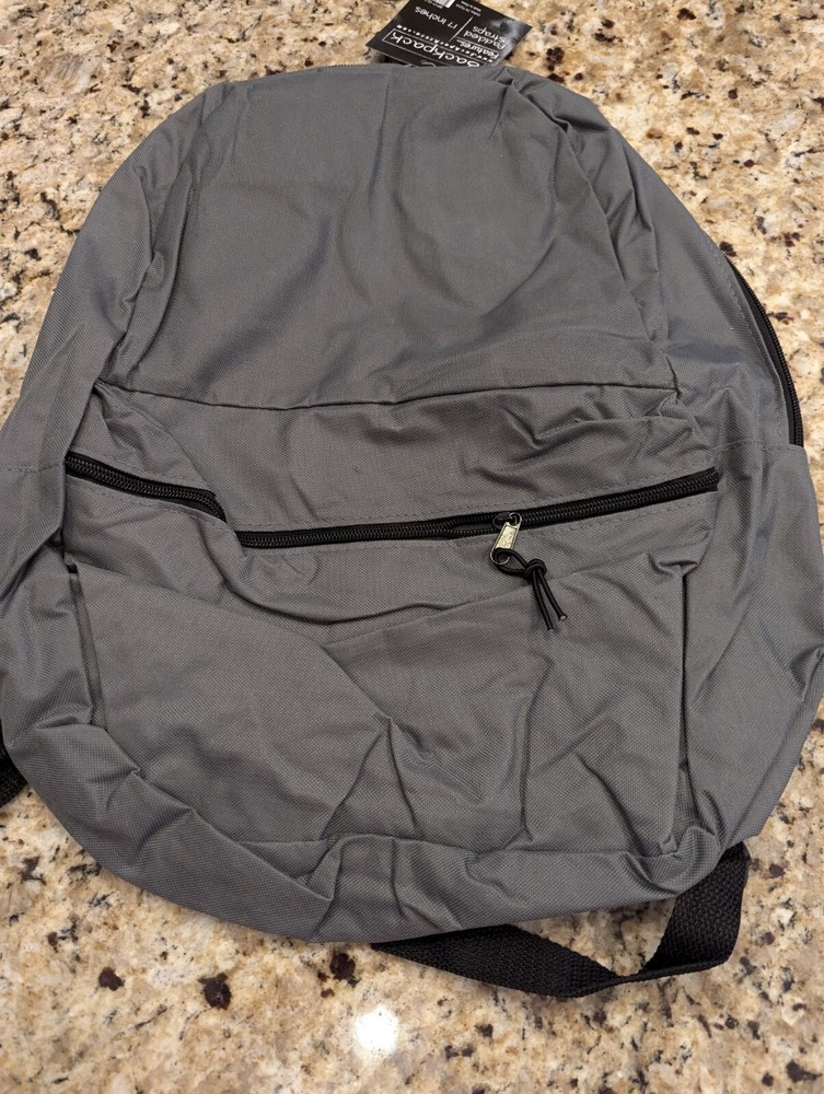 Moda West Kids Backpack Padded Straps with Front Zipper Pocket Dark Grey