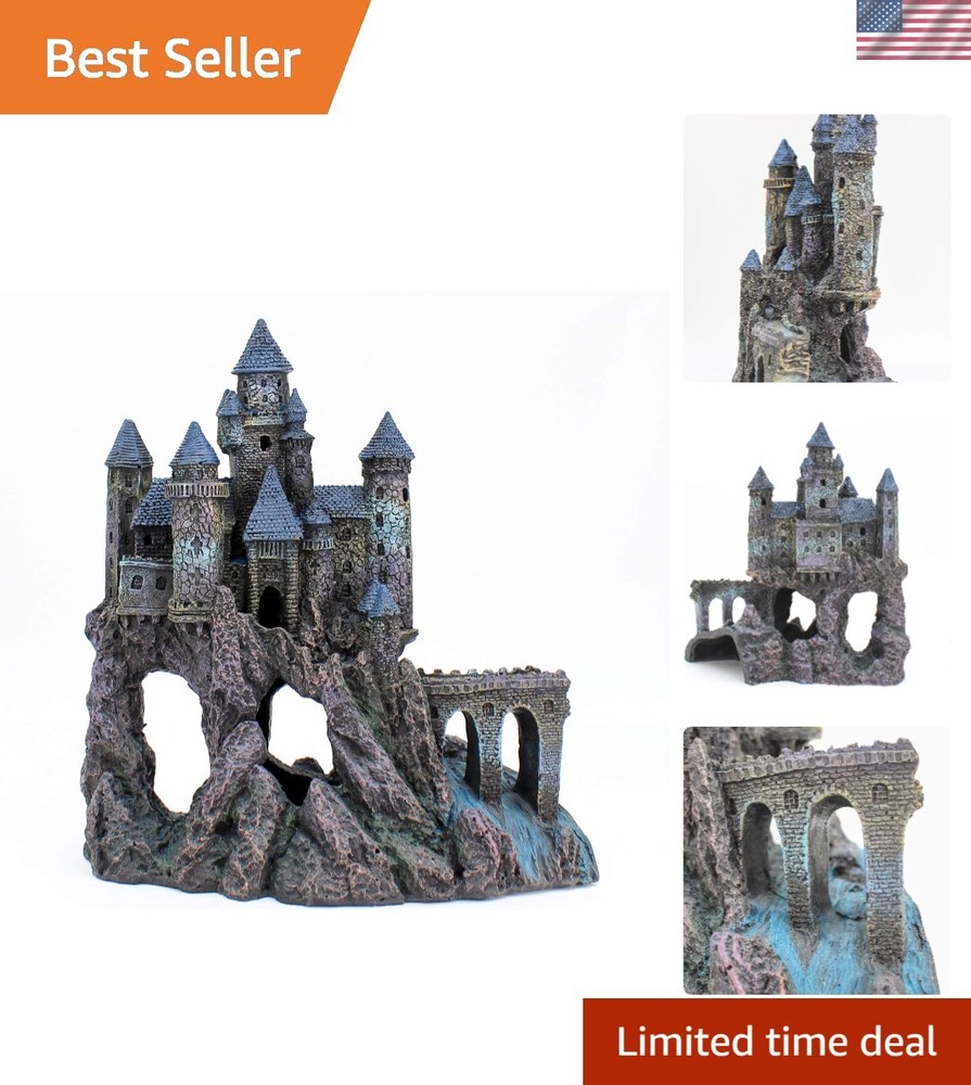 Whimsical Resin Fish Tank Decor - Detailed Wizard s Castle Part A