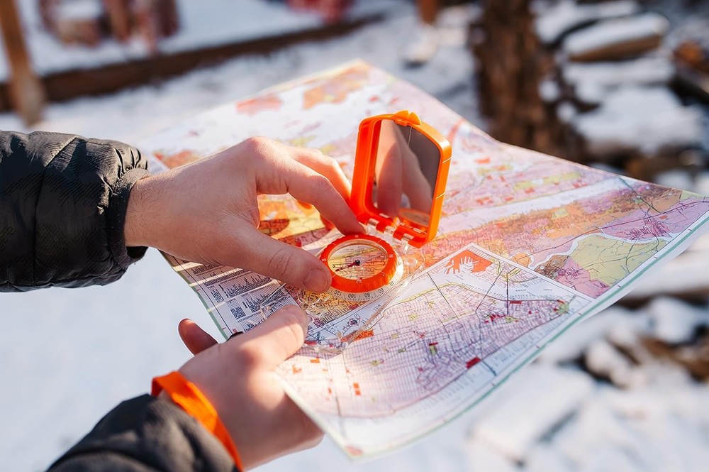 Boy Scout Sighting Compass - Adjustable Declination Mirror, Compass Base Plate,