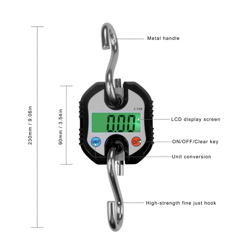 150KG Crane Scale LCD Digital Electronic Hook Hanging Weight For Heavy Objects