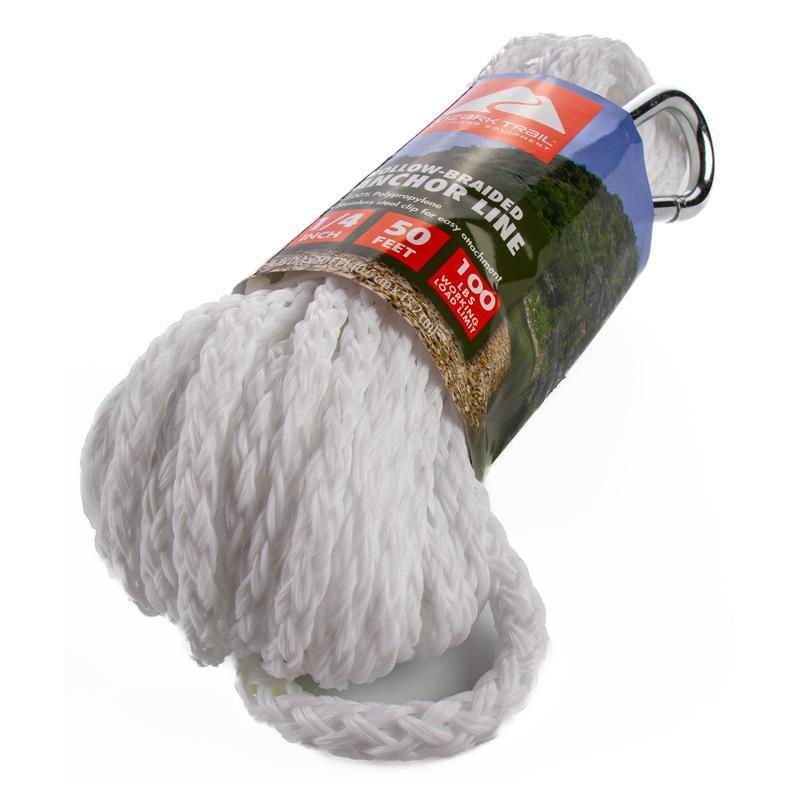 50ft Braided Polypropylene Anchor Line W/ Snap Hook Durable Rot-Resistant Rope