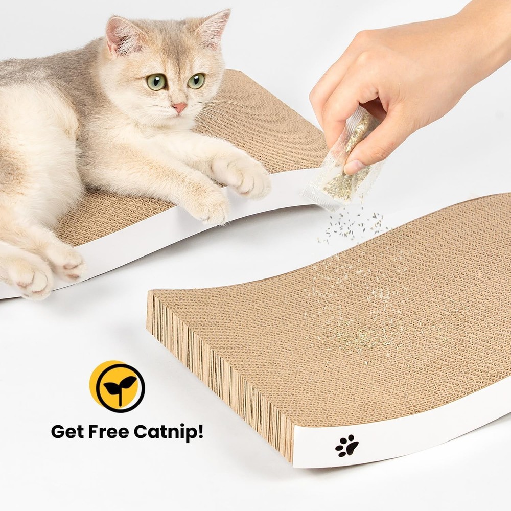 Unique Medium Cat Scratcher - Durable Cardboard with Eco-Friendly Certification